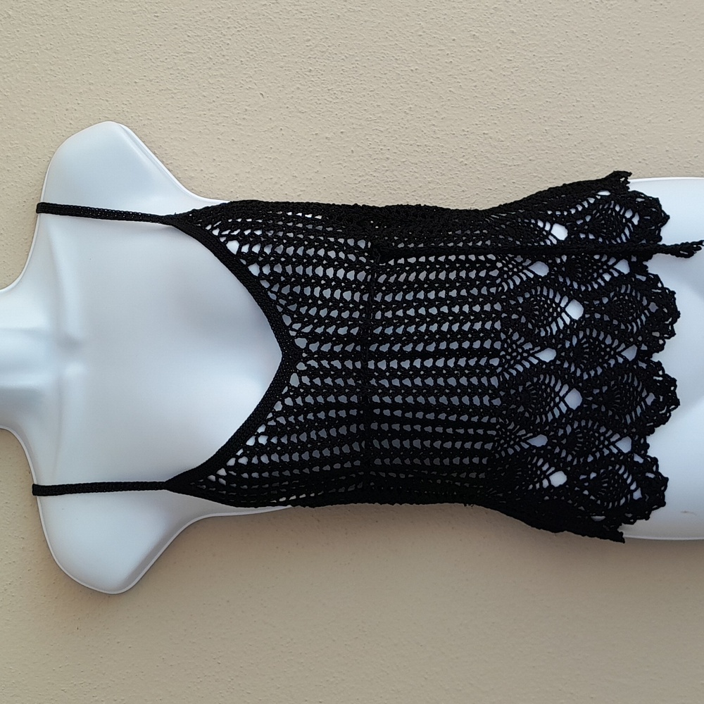 Jill Stuart black crochet embroidered black top - Picture 5 of 7